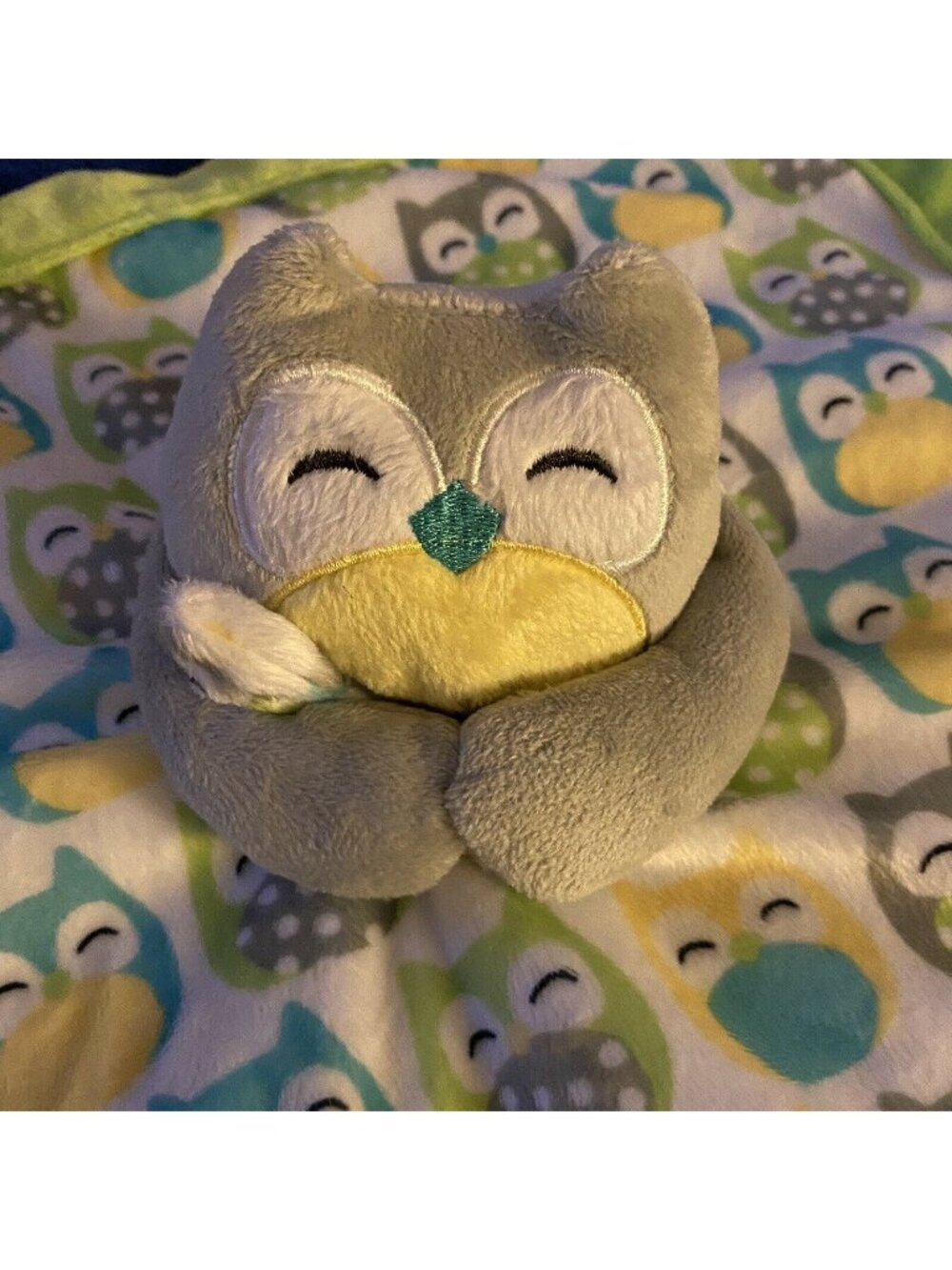 Carters Owl Lovey Plush 13" Security Blanket Baby Soother Infant Green Boy Girl